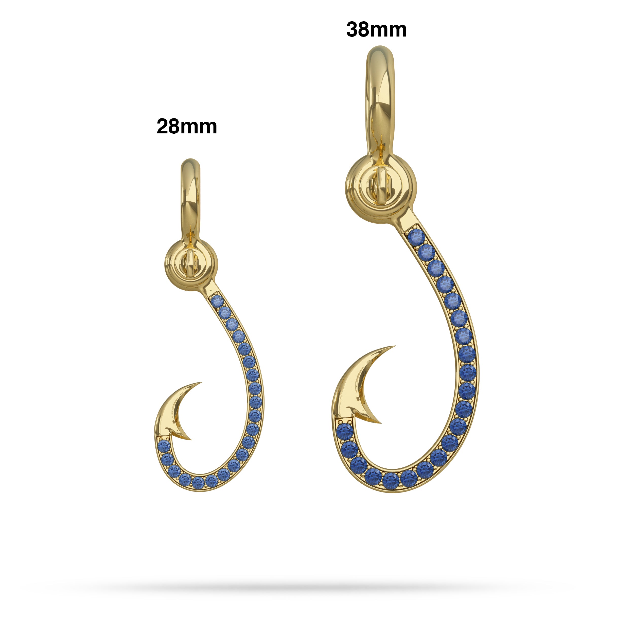 Stoned Octopus Hook Pendant I Nautical Treasure Jewelry 14K / 38mm (Medium) / Sapphire by Nautical Treasure Jewelry