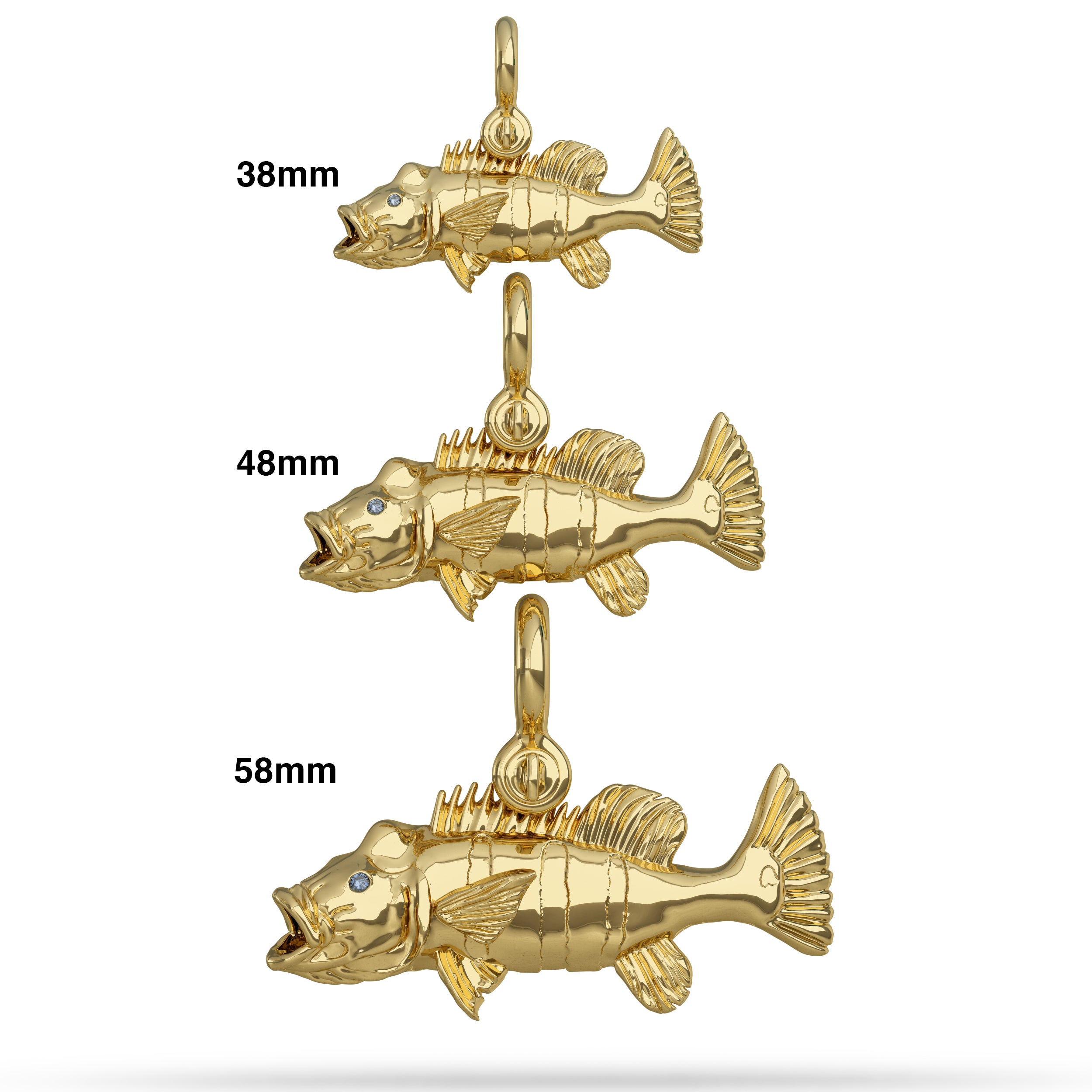 Gold Peacock Bass Pendant by Nautical Treasure Jewelry 