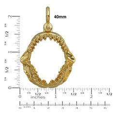 Gold shark Jaw pendant 40mm Large size on white background