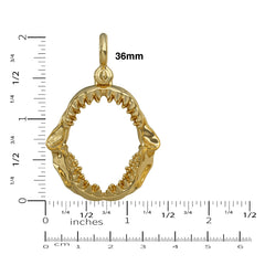 Gold shark Jaw pendant 36mm Medium size on white background