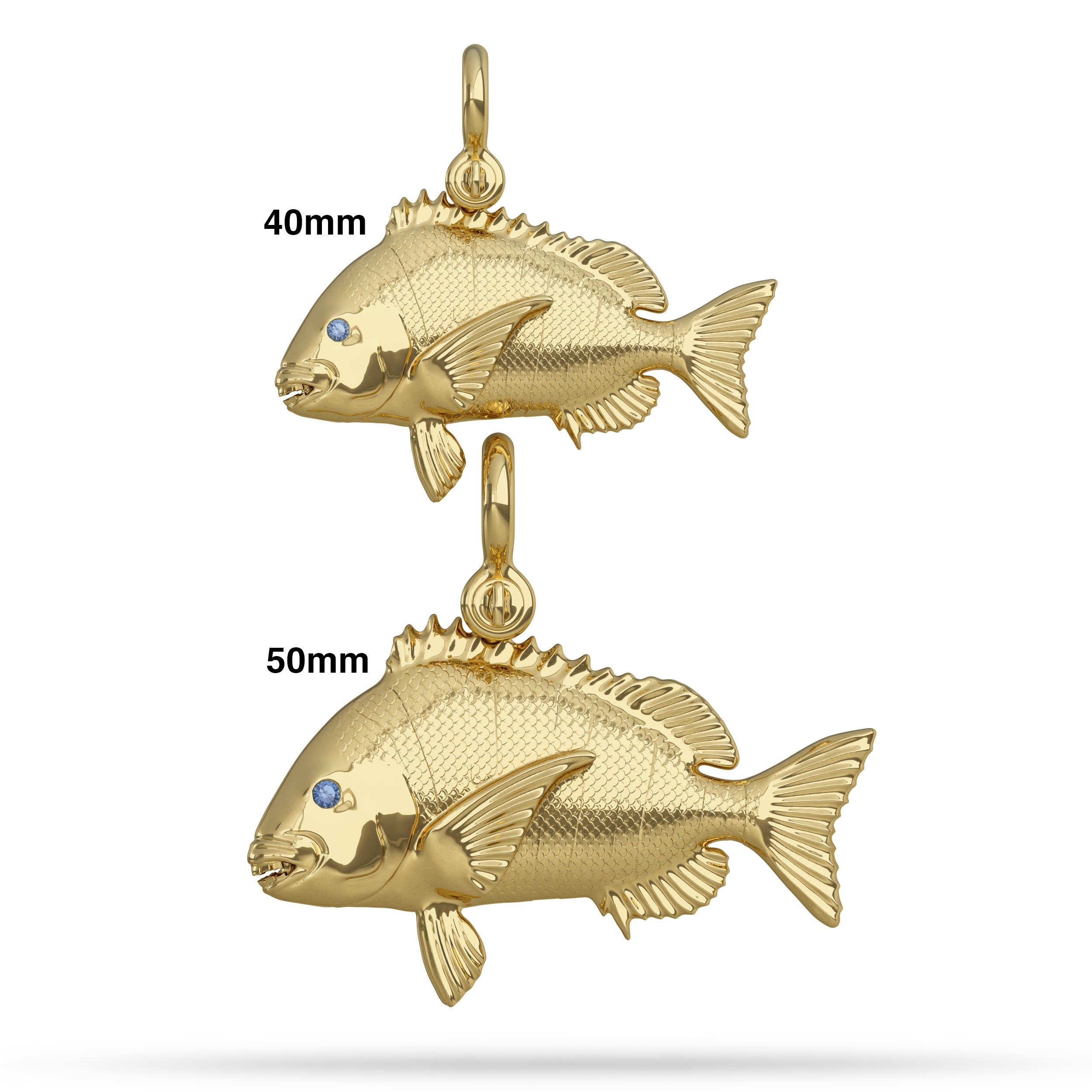 Sterling Silver Bass Fish Charm for Fisherman Fishing 3D Solid .925 
