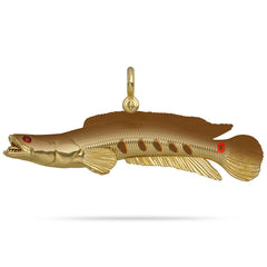 Bullseye Snakehead FIsh Pendant Gold 