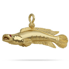 14K Gold Bullseye Snakehead Pendant