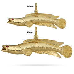 Gold Bullseye Snakehead Pendant Sizes