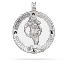 Hooked Mermaid Compass Medallion Pendant