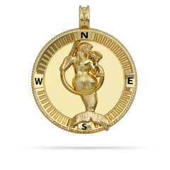 Hooked Mermaid Compass Medallion Pendant