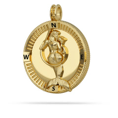 Hooked Mermaid Compass Medallion Pendant