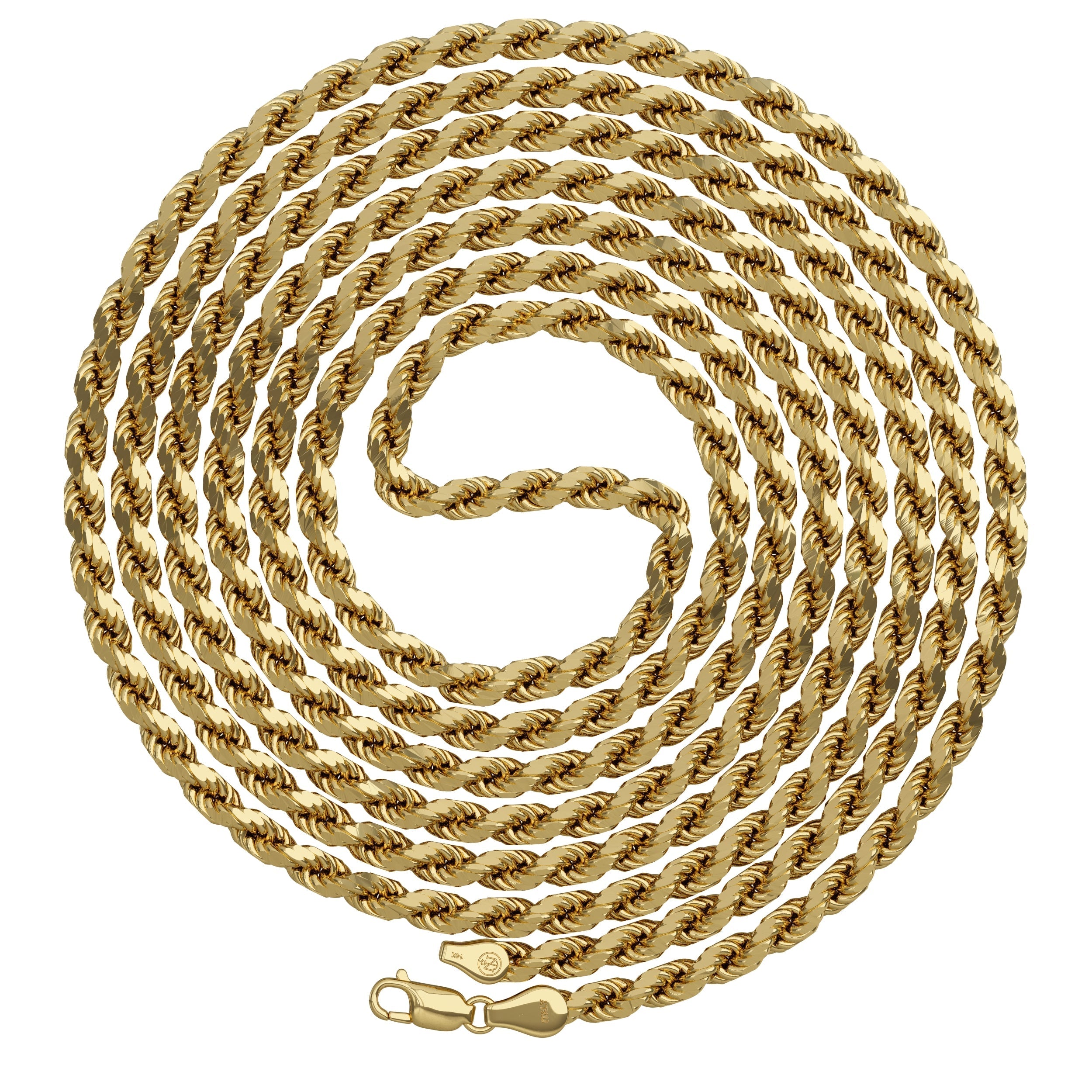 8mm Italian Rope Chain Necklace – 14k Gold Plated, 22" Length, Lobster Clasp, Men’s Hip Hop Style