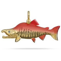 Gold Sockeye Salmon Pendant by Nautical Treasure Jewelry 