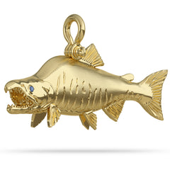 Gold Sockeye Salmon Necklace Pendant 