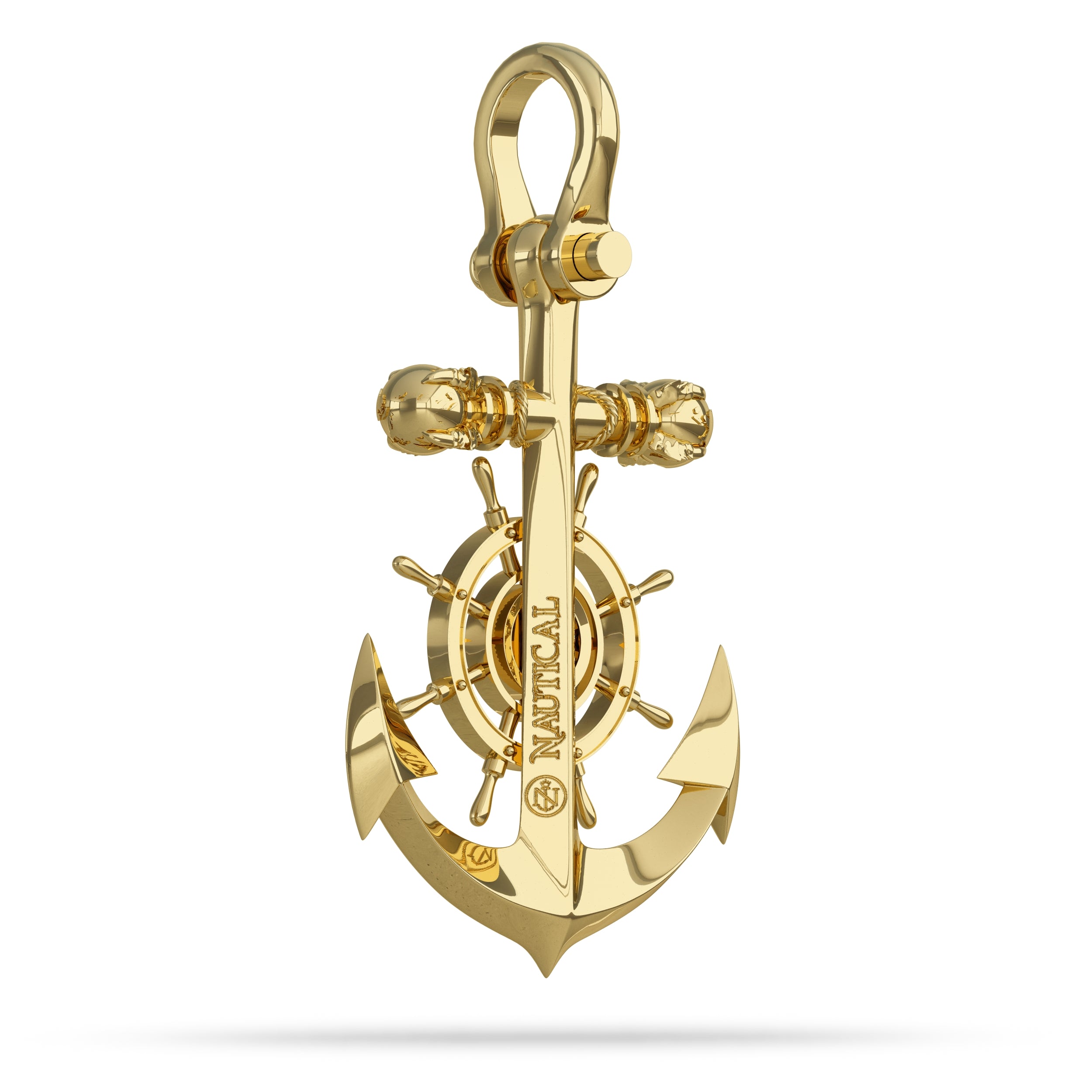 Mens Gold Mariner Cross Anchor Necklace Pendant By Nautical Treasure Jewelry 