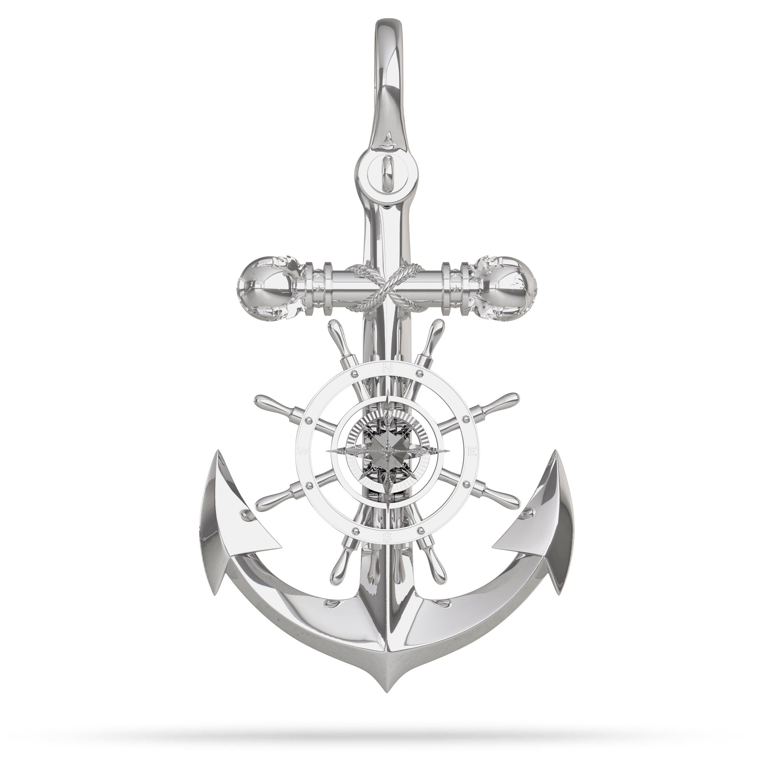 Mens Silver Mariner Cross Anchor Necklace Pendant By Nautical Treasure Jewelry 