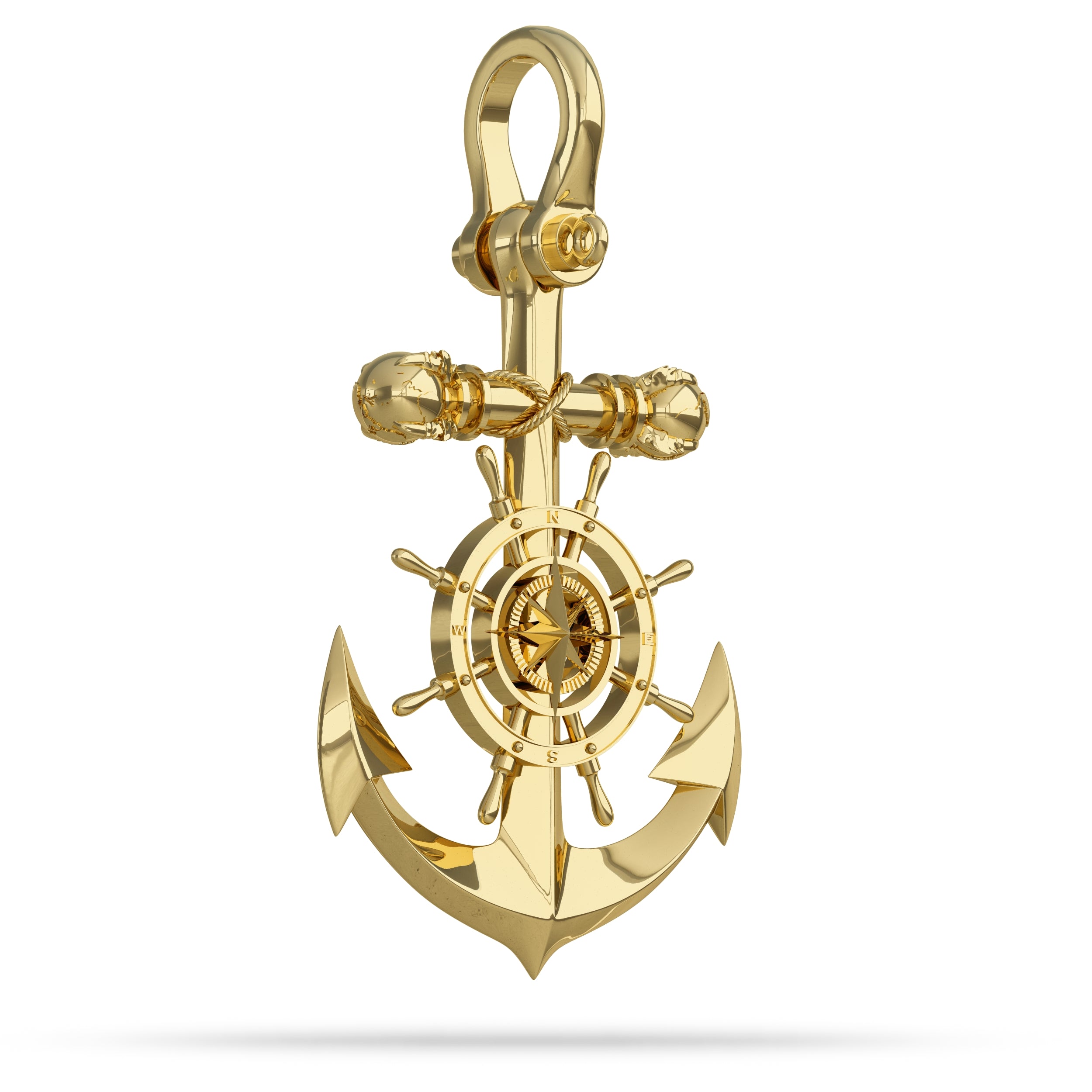 Mens Gold Mariner Cross Anchor Necklace Pendant By Nautical Treasure Jewelry 