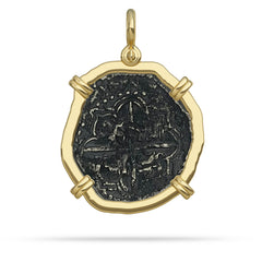 1622 Atocha Coin Gold 4 Prong Bezel 