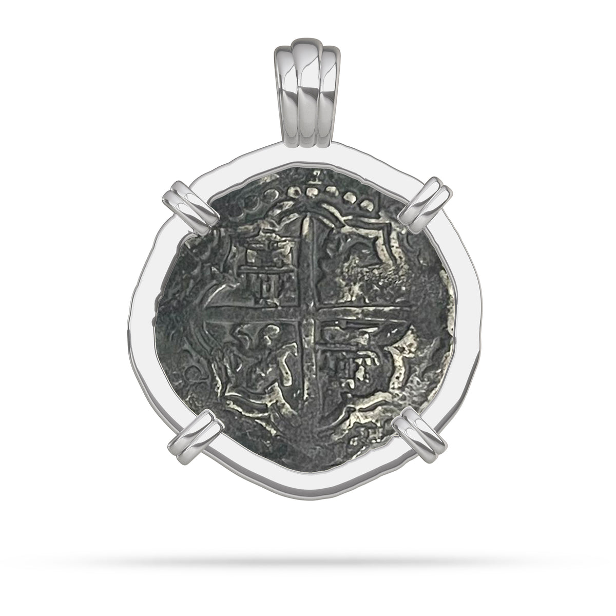 Round Atocha Coin Silver 4 Prong Bezel 