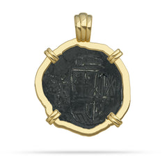 Atocha Coin Gold 4 Prong Bezel Shield 