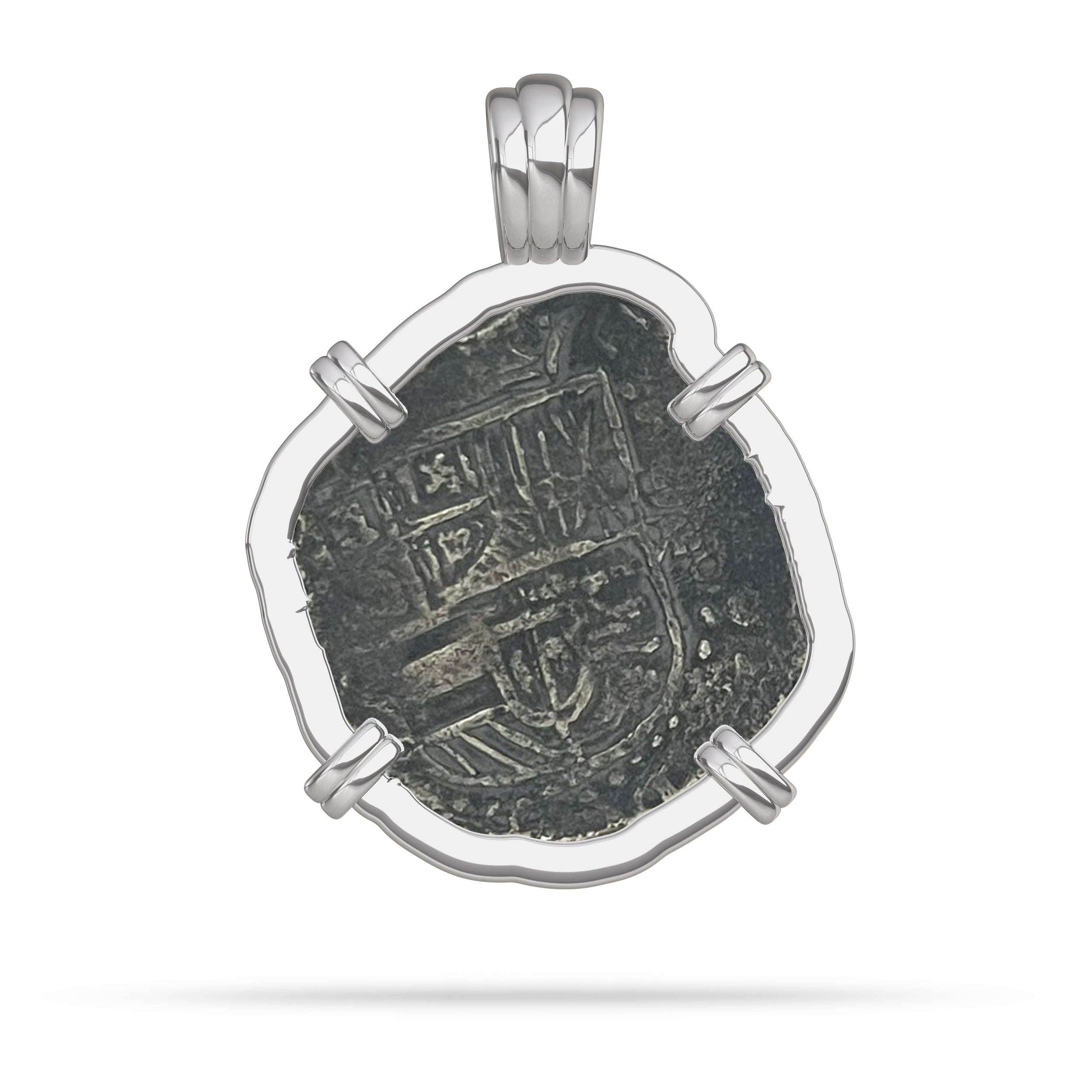 Atocha Coin Silver 4 Prong Bezel Reverse Habsburg Shield