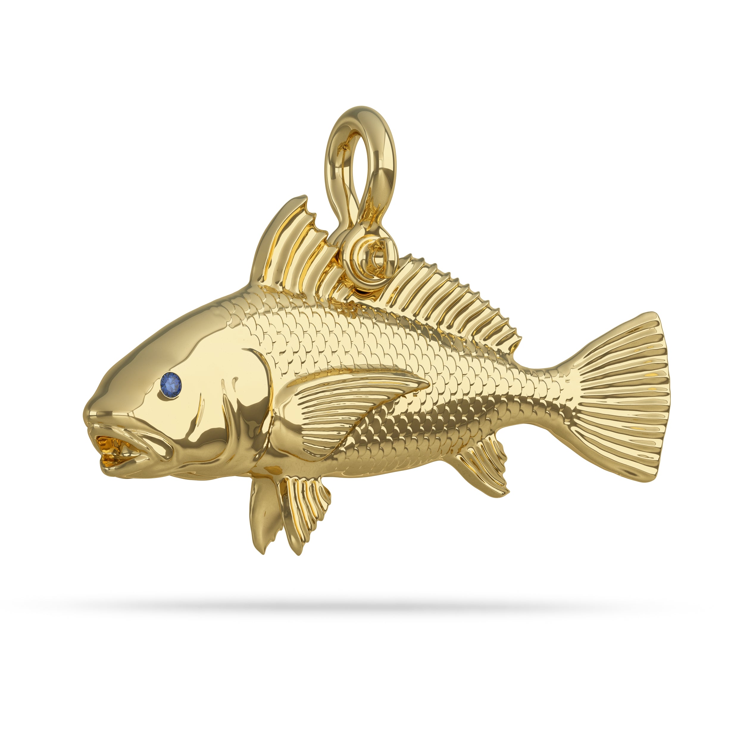 14K Gold Black Drum Fish Pendant Nautical Treasure Jewelry 