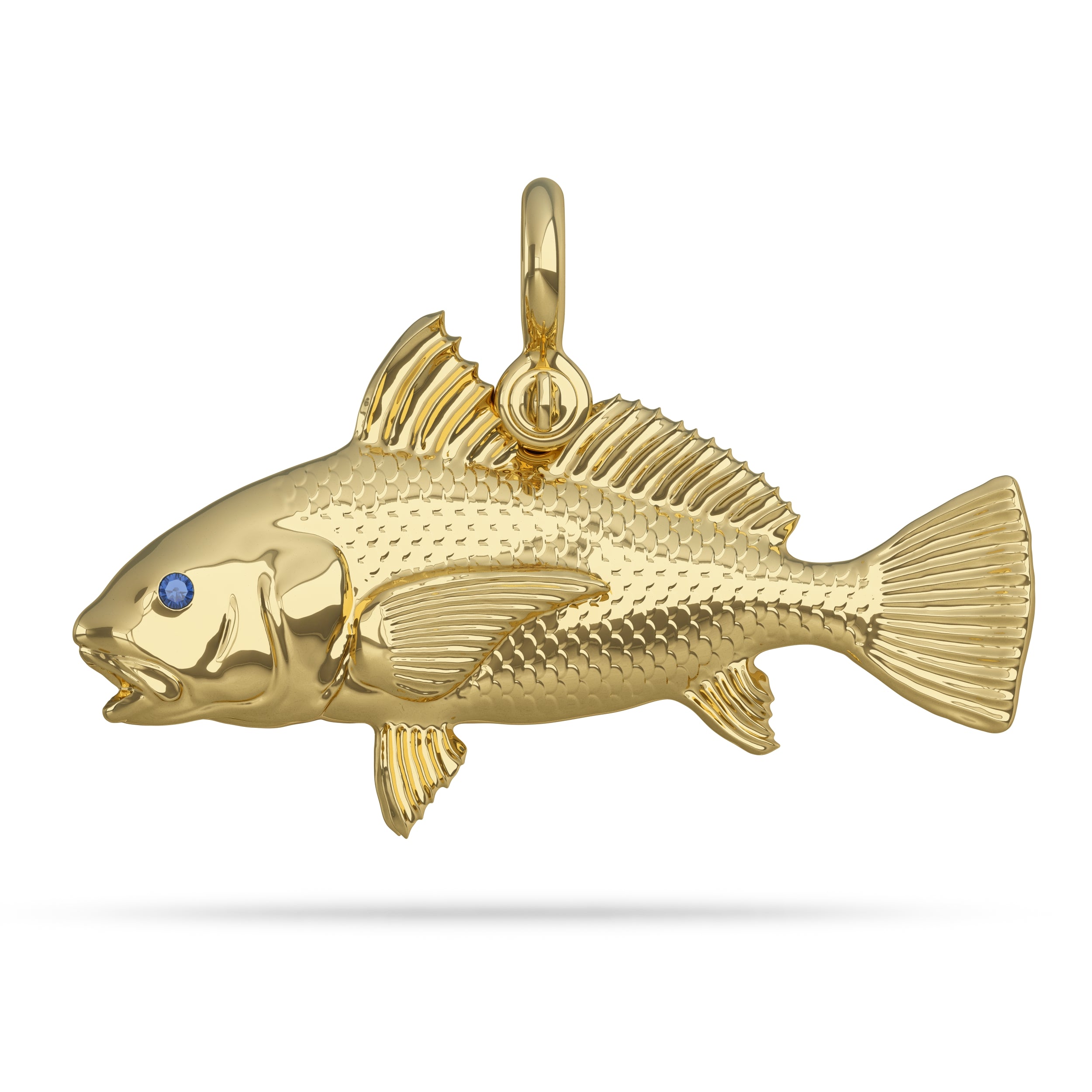 14K Gold Black Drum Fish Pendant Nautical Treasure Jewelry 