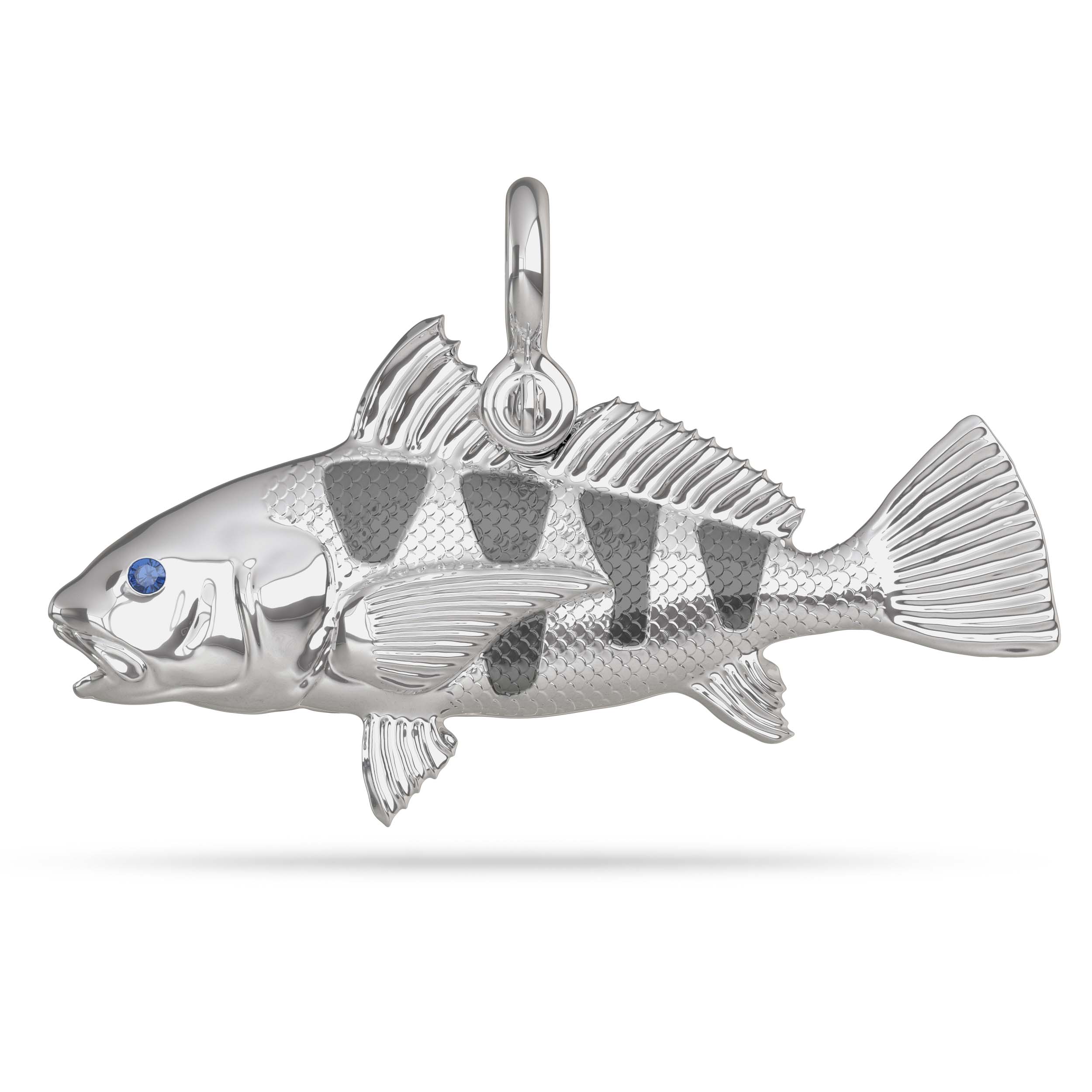 Sterling Silver Black Drum Fish Pendant  Nautical Treasure Jewelry 