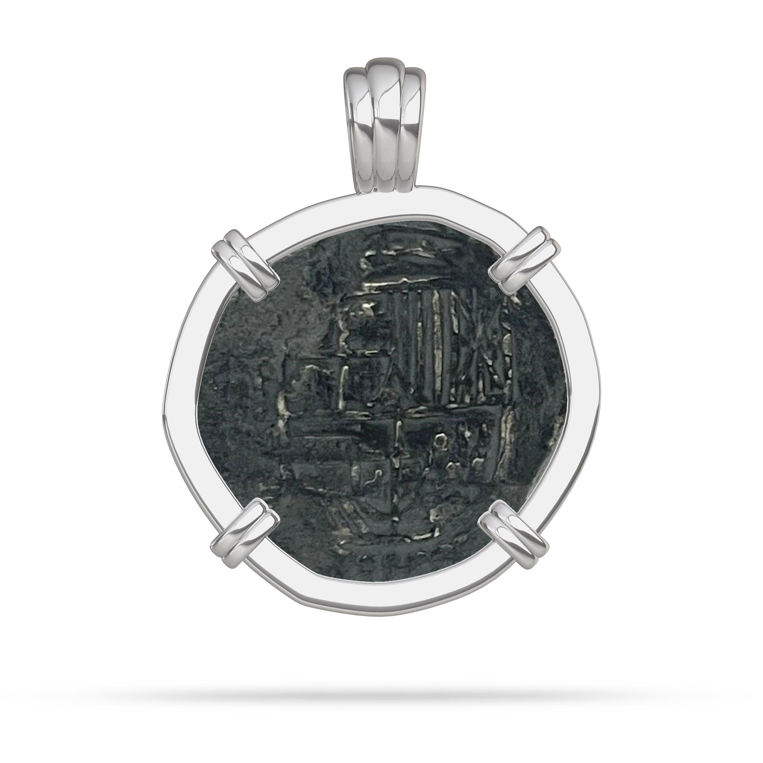 Atocha Coin with Silver  Bezel reverse Habsburg Sheild 