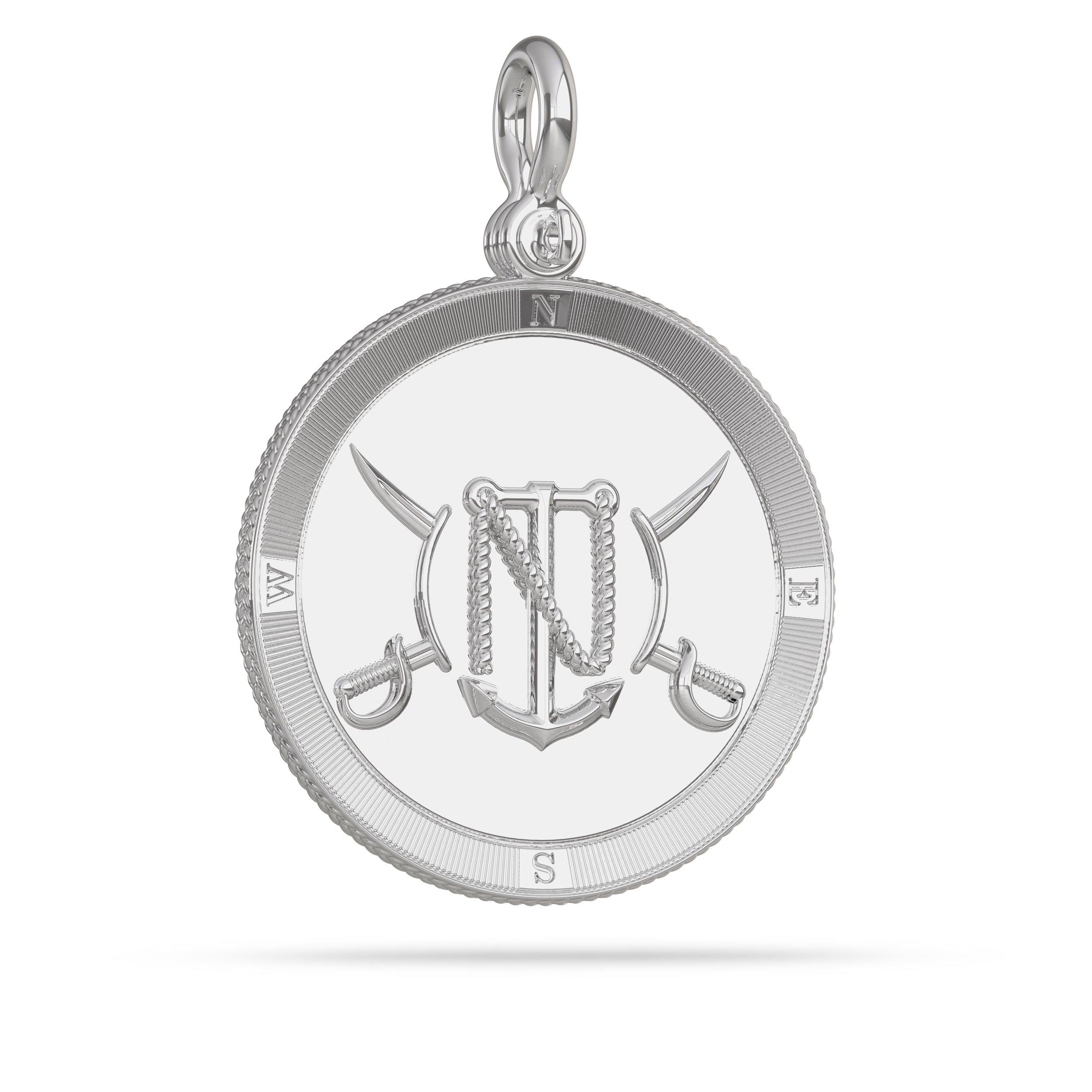 Compass Medallion Pendant Large in Sterling Silver by Nautical Treasure