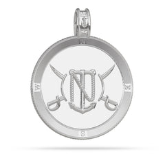 Compass Medallion Pendant Large in White gold by Nautical Treasure reverse 
