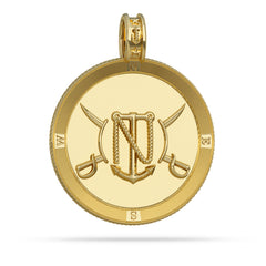 Compass Medallion Pendant Large in 14K gold by Nautical Treasure Reverse 