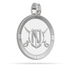 Compass Medallion Pendant Large in Platinum  by Nautical Treasure