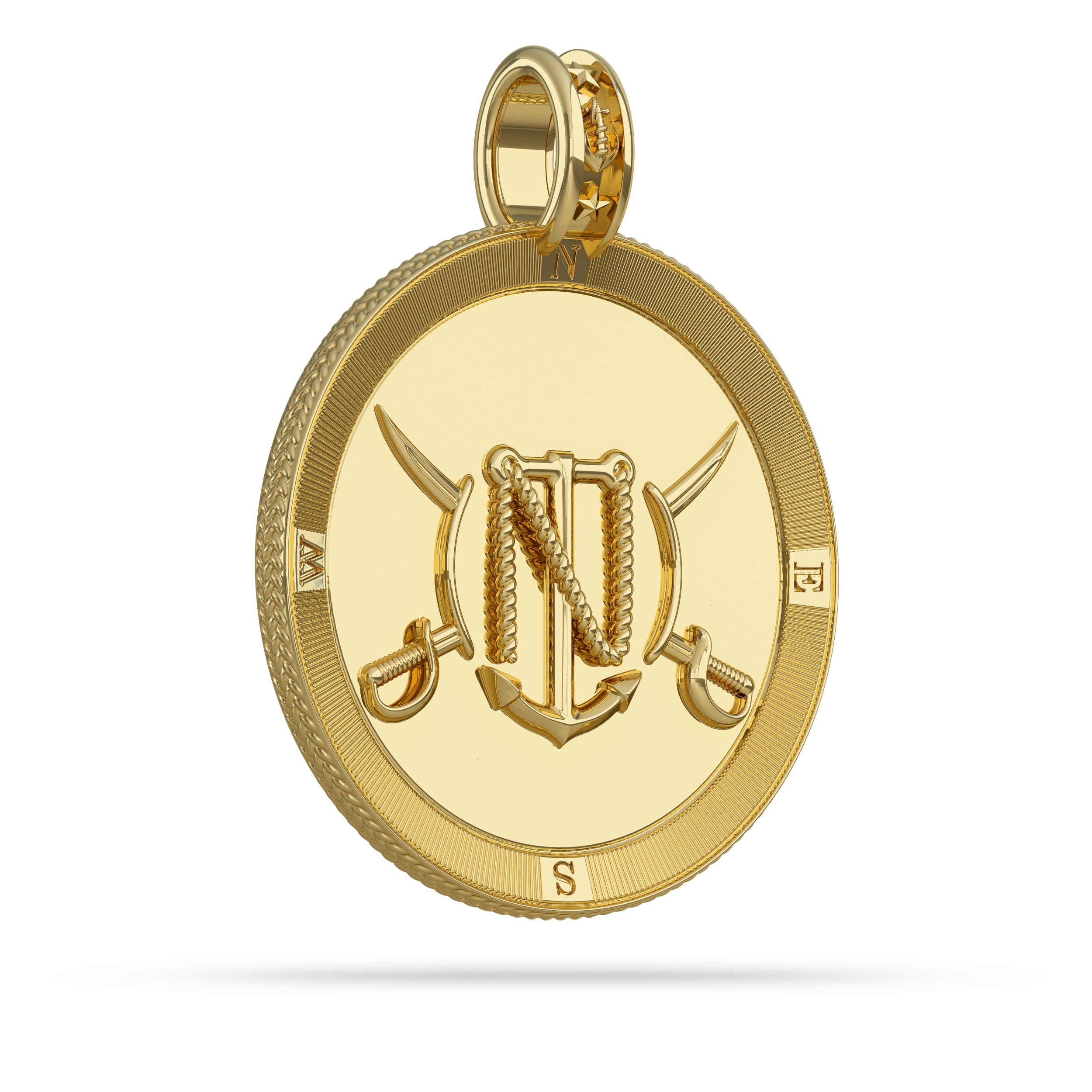 Compass Medallion Pendant Large in 14K yellow gold by Nautical Treasure