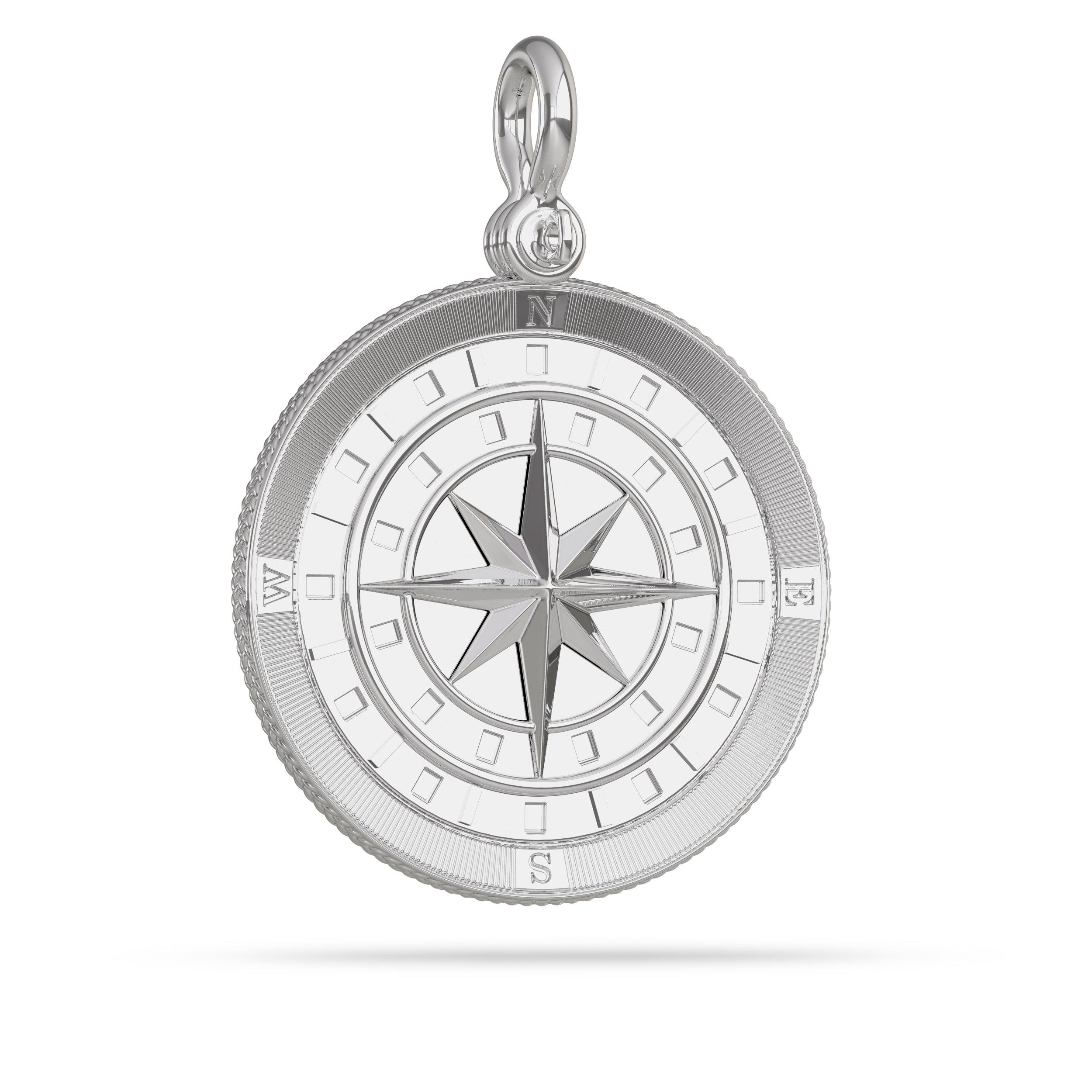 Compass Medallion Pendant Large in white gold by Nautical Treasure