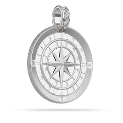 Compass Medallion Pendant Large in  Platinum by Nautical Treasure