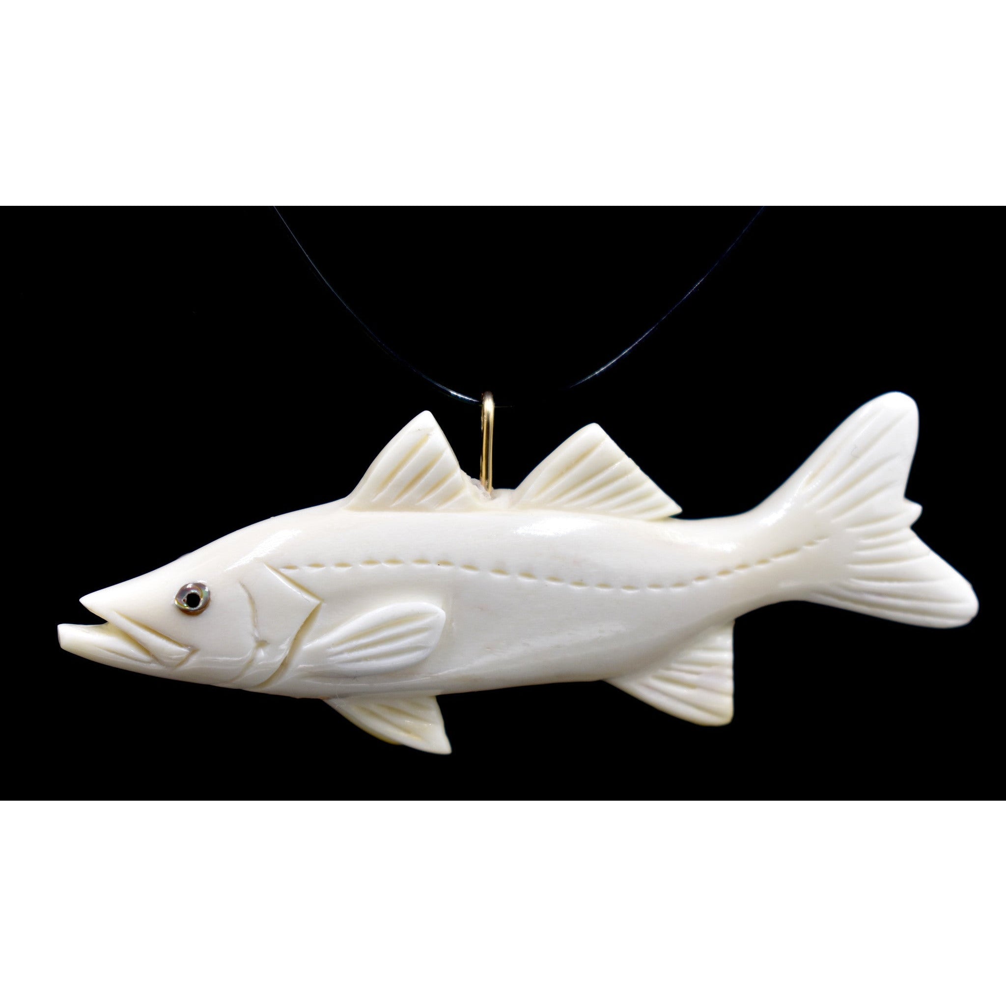 Bone Carved Snook Fish Pendant 