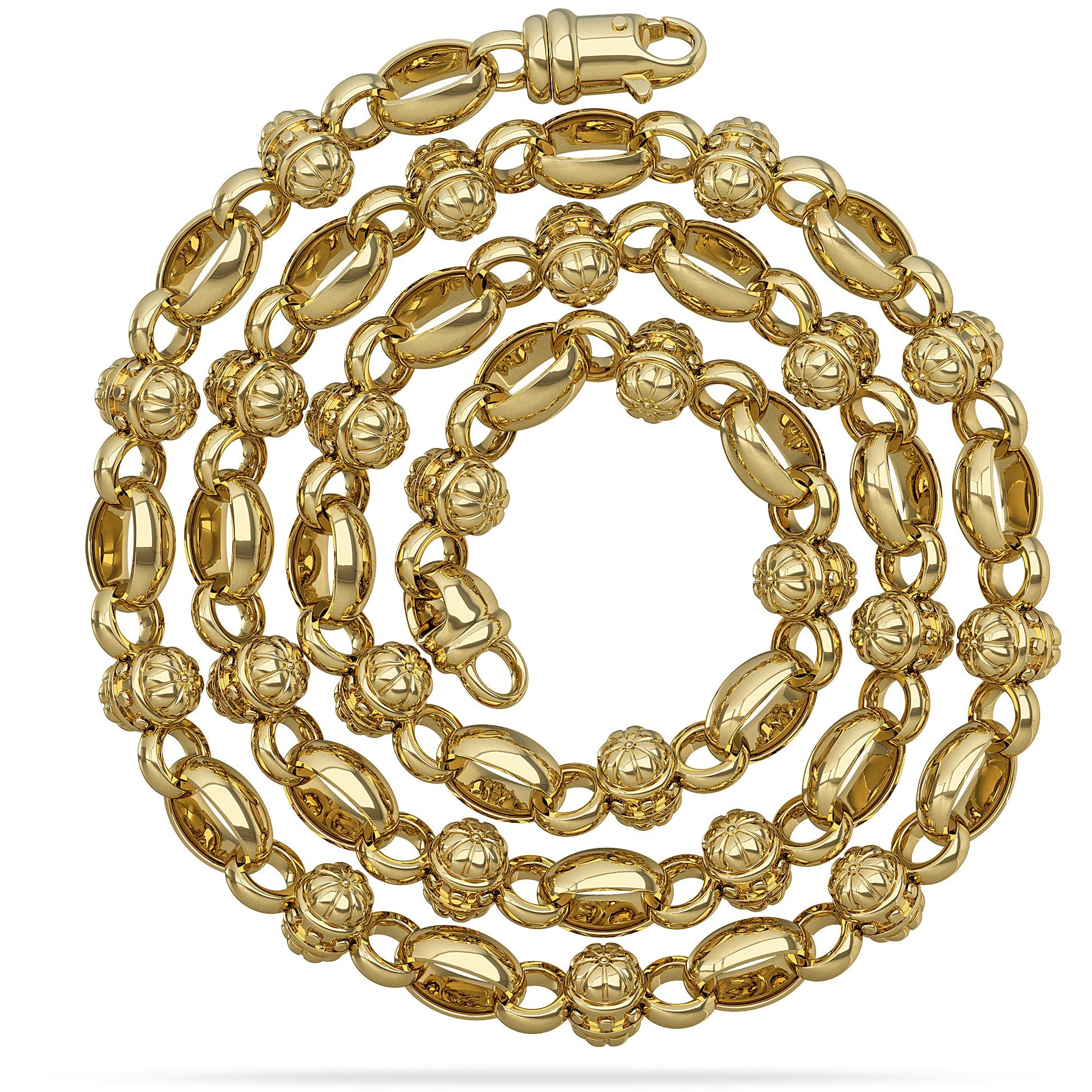 Gold Nautical Flower Link Chain in Spiral 