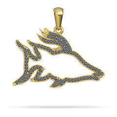 Gold and Sapphire Hogfish Silhouette Pendant By Nautical Treasure Jewelry 