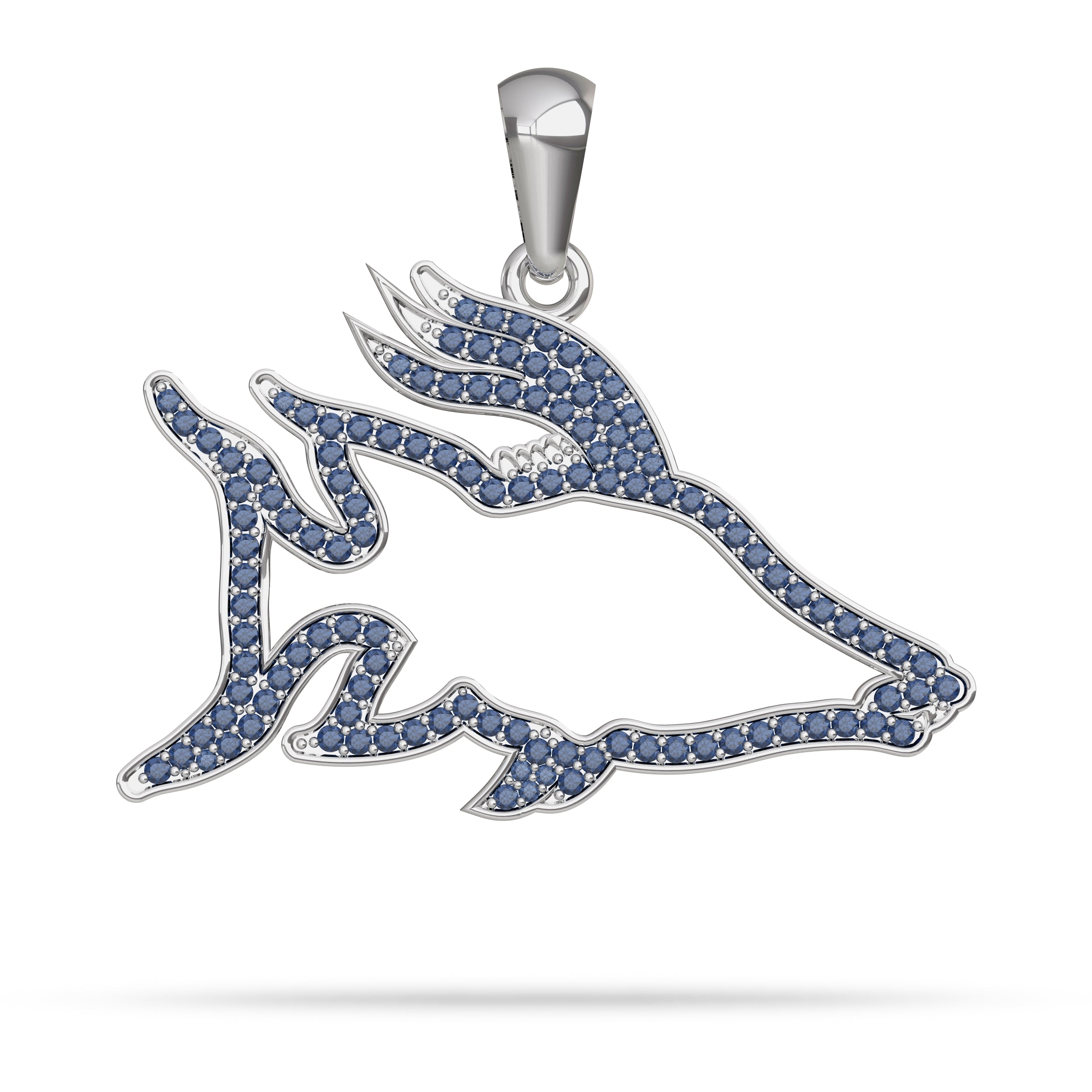 White Gold and Sapphire Hog Snapper Pendant 