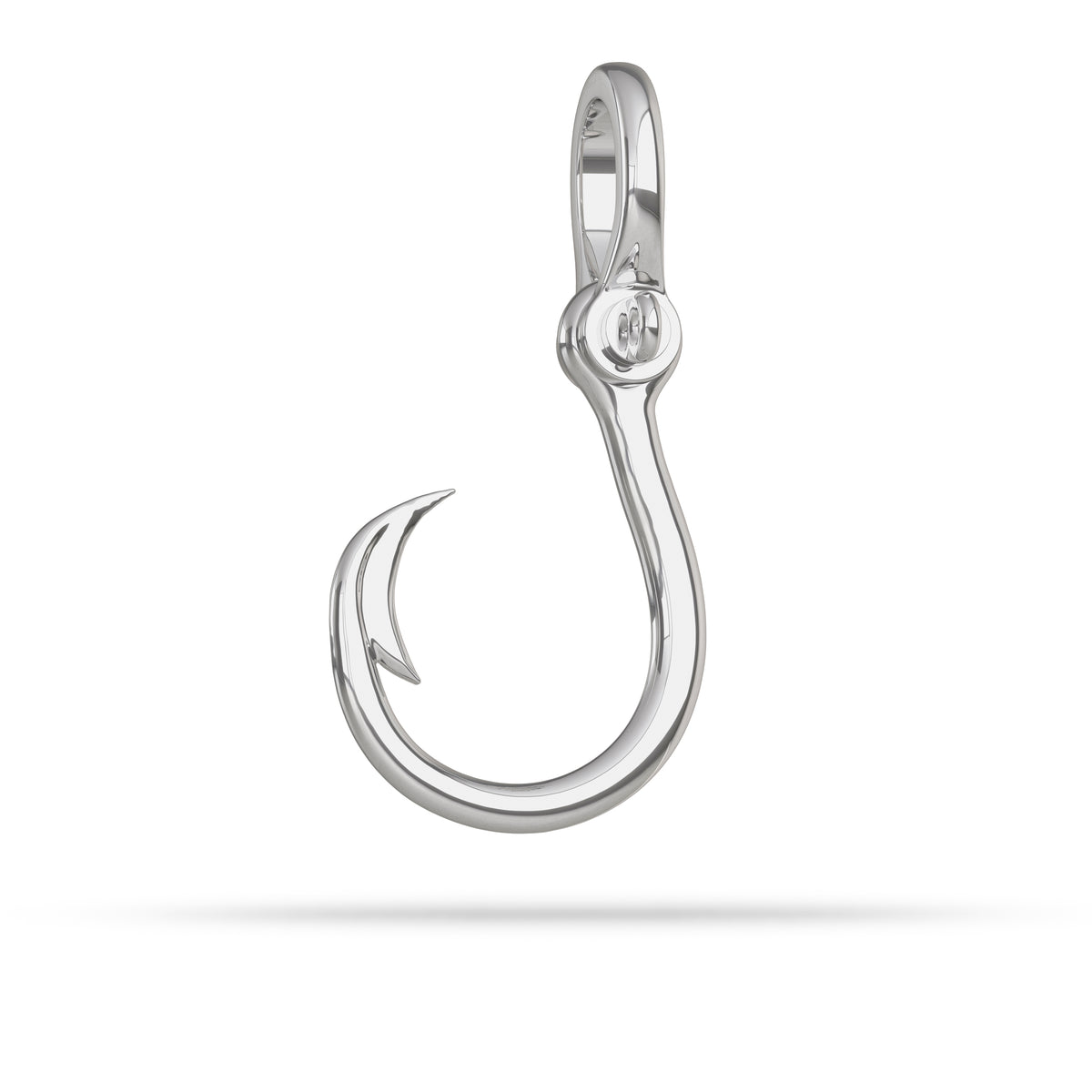 Small Silver fishing hook pendant with Shackle Bail 