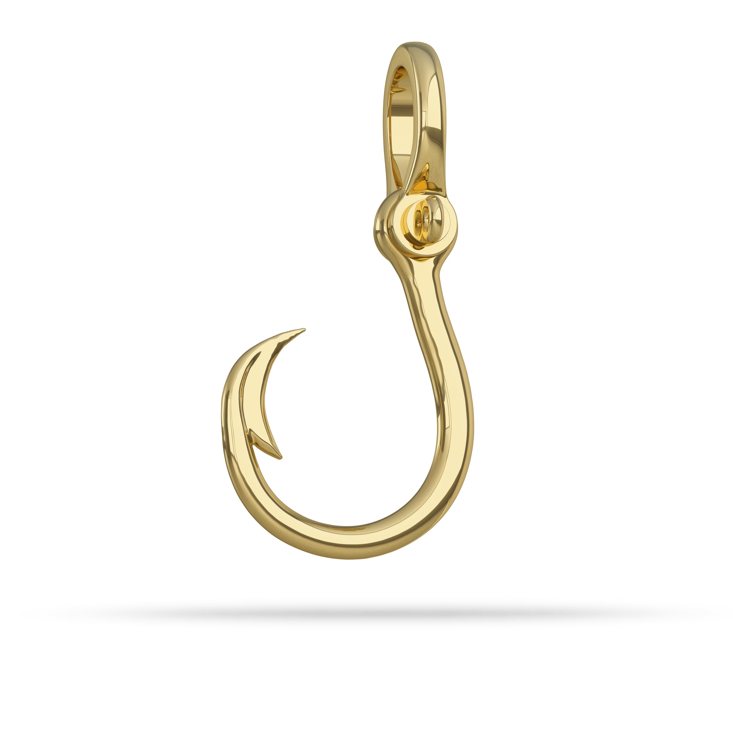 Circle Fish Hook with Shackle Pendant I Nautical Treasure Jewelry Gold 14K / Small (28mm) by Nautical Treasure Jewelry