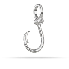Small Silver fishing hook pendant with Shackle Bail