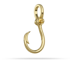 Small Gold fishing hook pendant with Shackle Bail