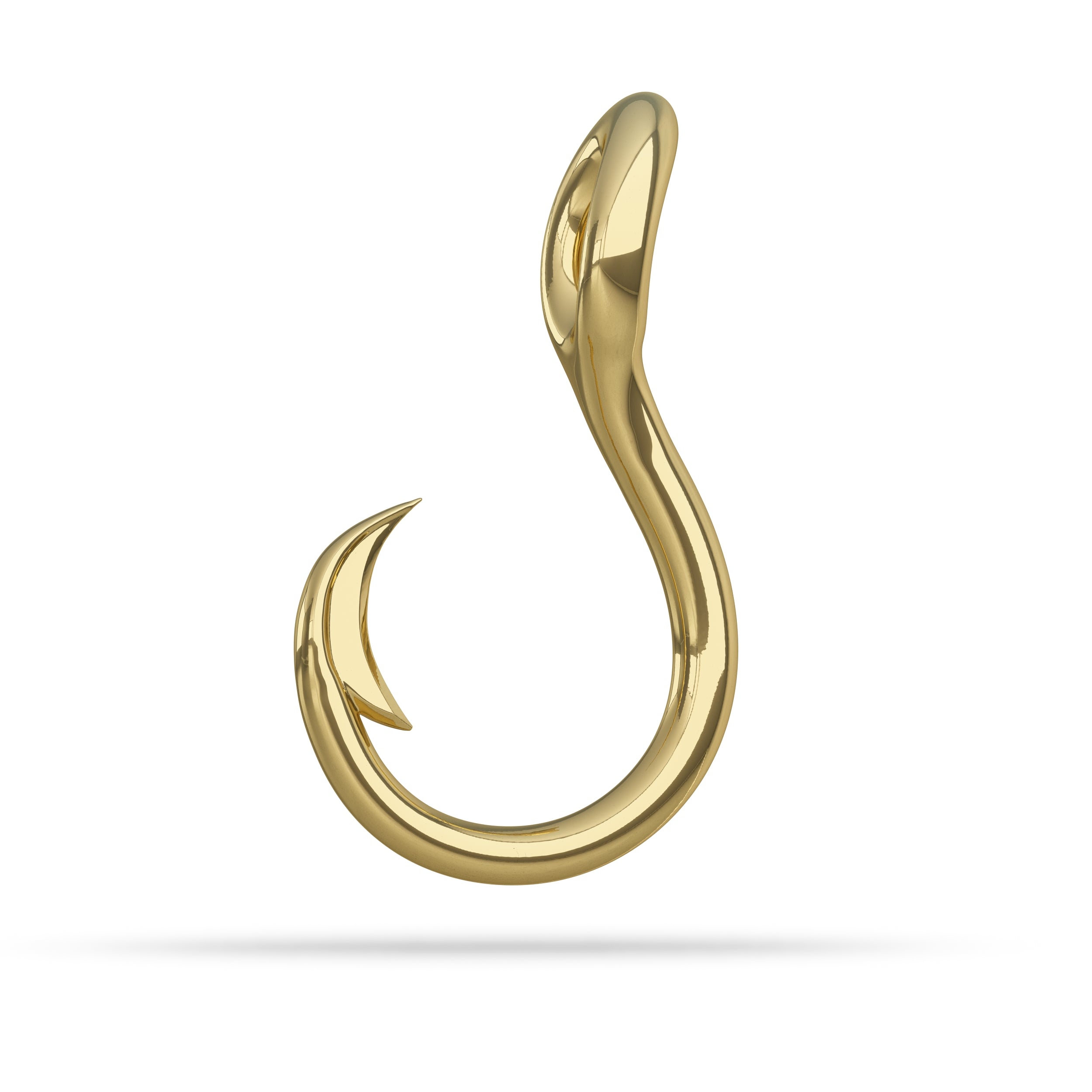 Circle Fish Hook Pendant - Gold 10k / 28mm (Small)