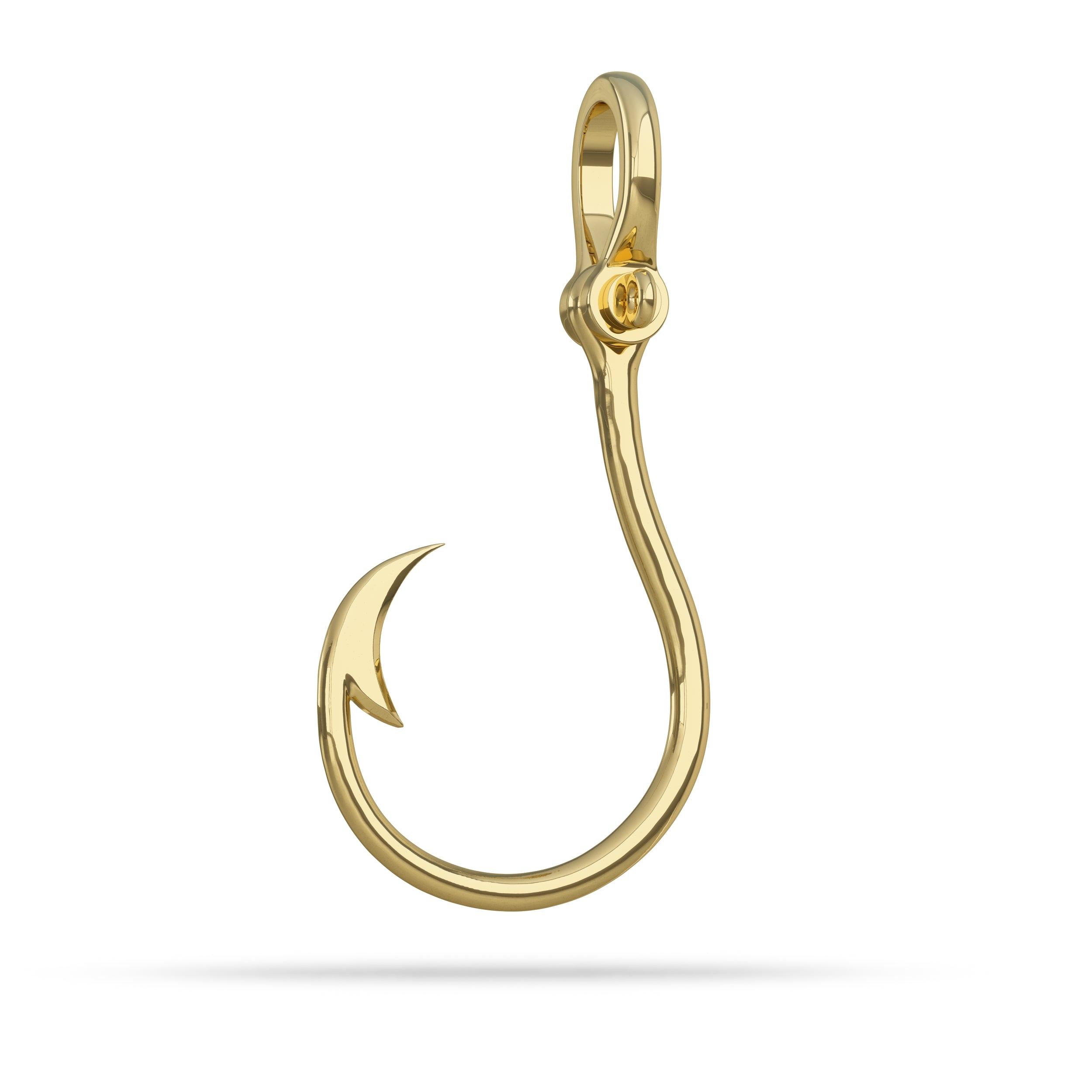 Medium Gold fishing hook pendant with Shackle Bail