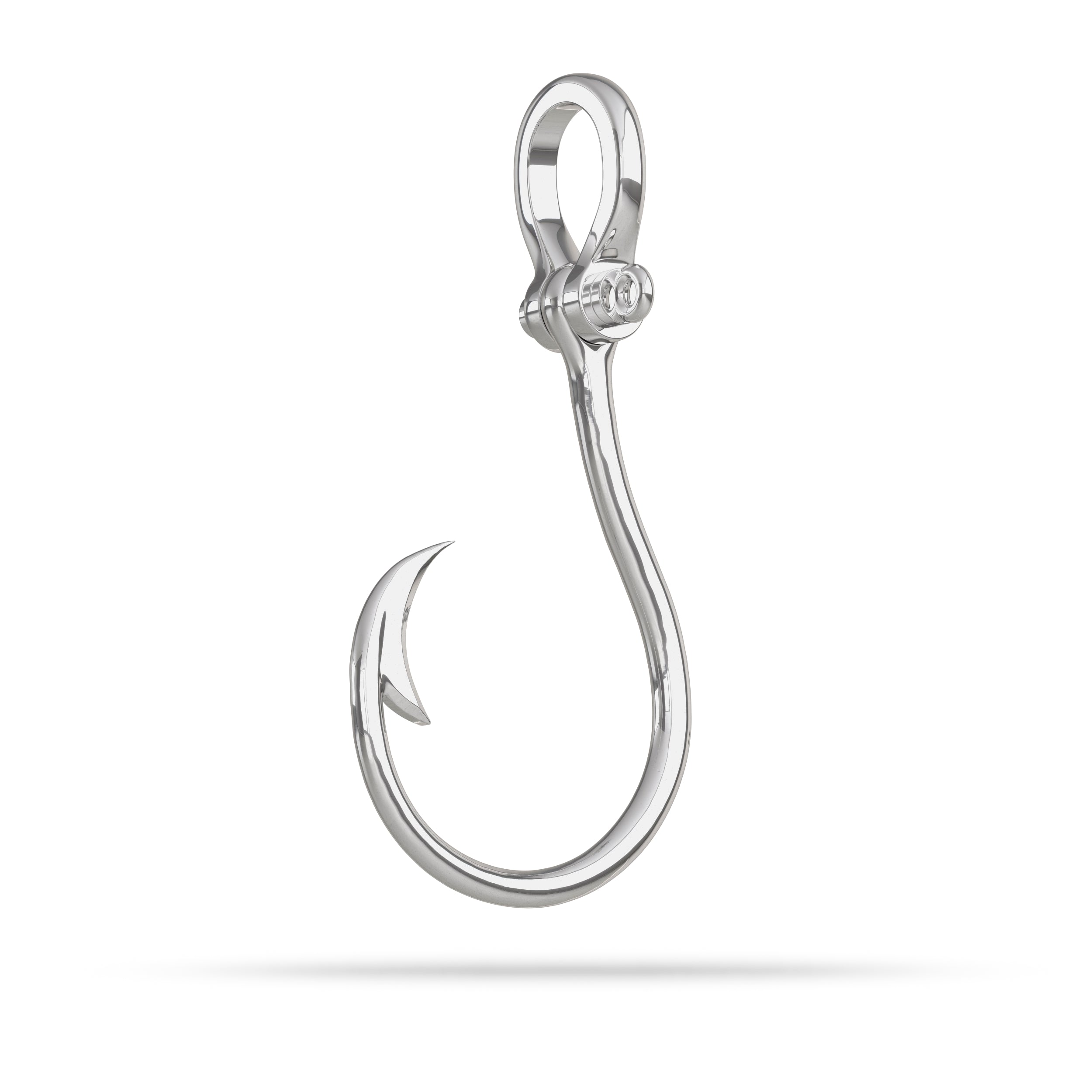 Circle Fish Hook with Shackle Pendant I Nautical Treasure Jewelry Gold 10K / Medium (38mm) by Nautical Treasure Jewelry
