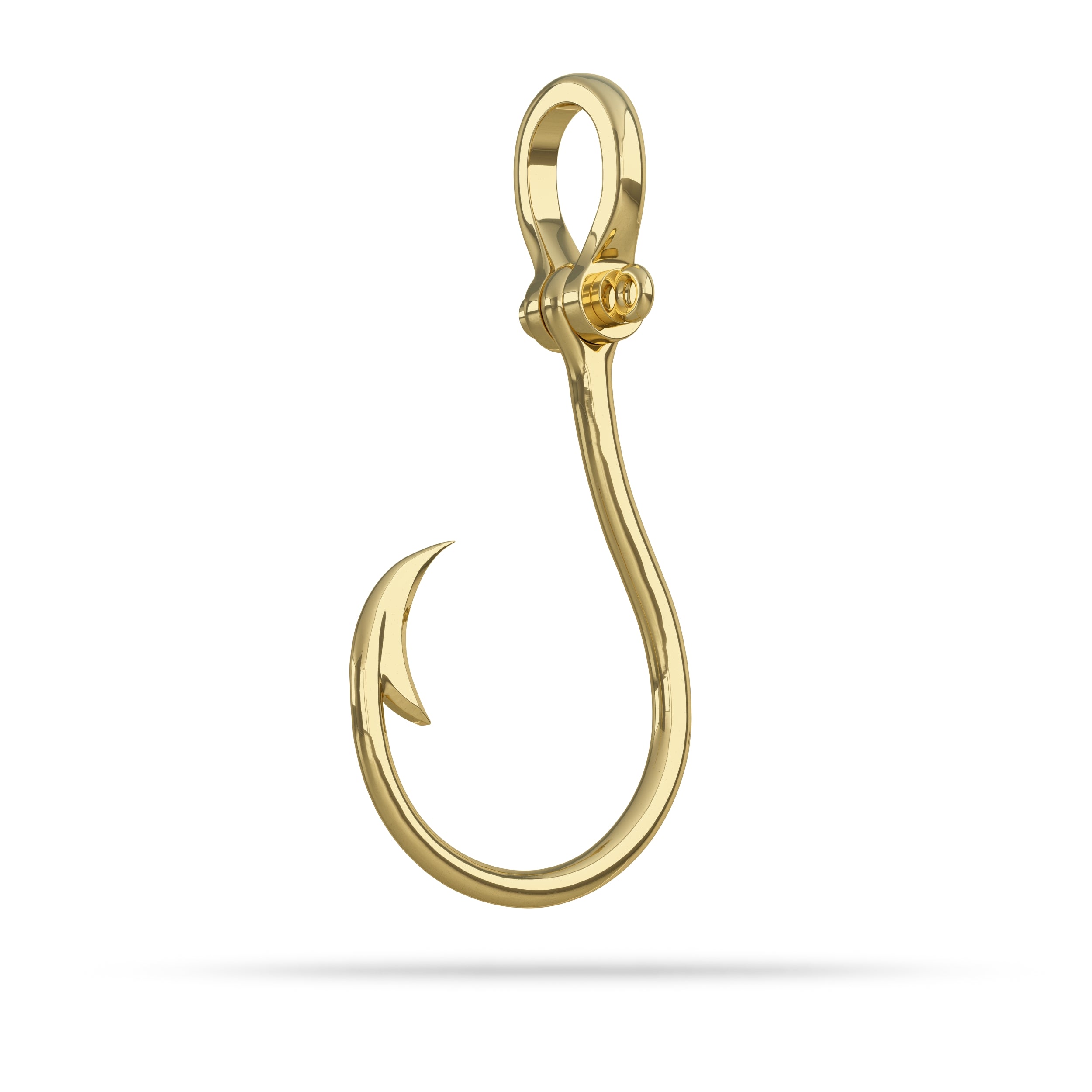 Circle Fish Hook with Shackle Pendant I Nautical Treasure Jewelry Gold 10K / Large (48mm) by Nautical Treasure Jewelry