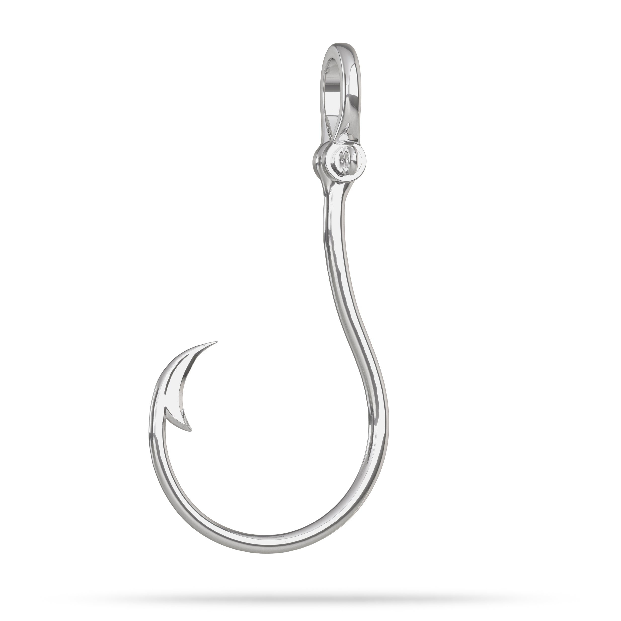 Large Silver fishing hook pendant with Shackle Bail