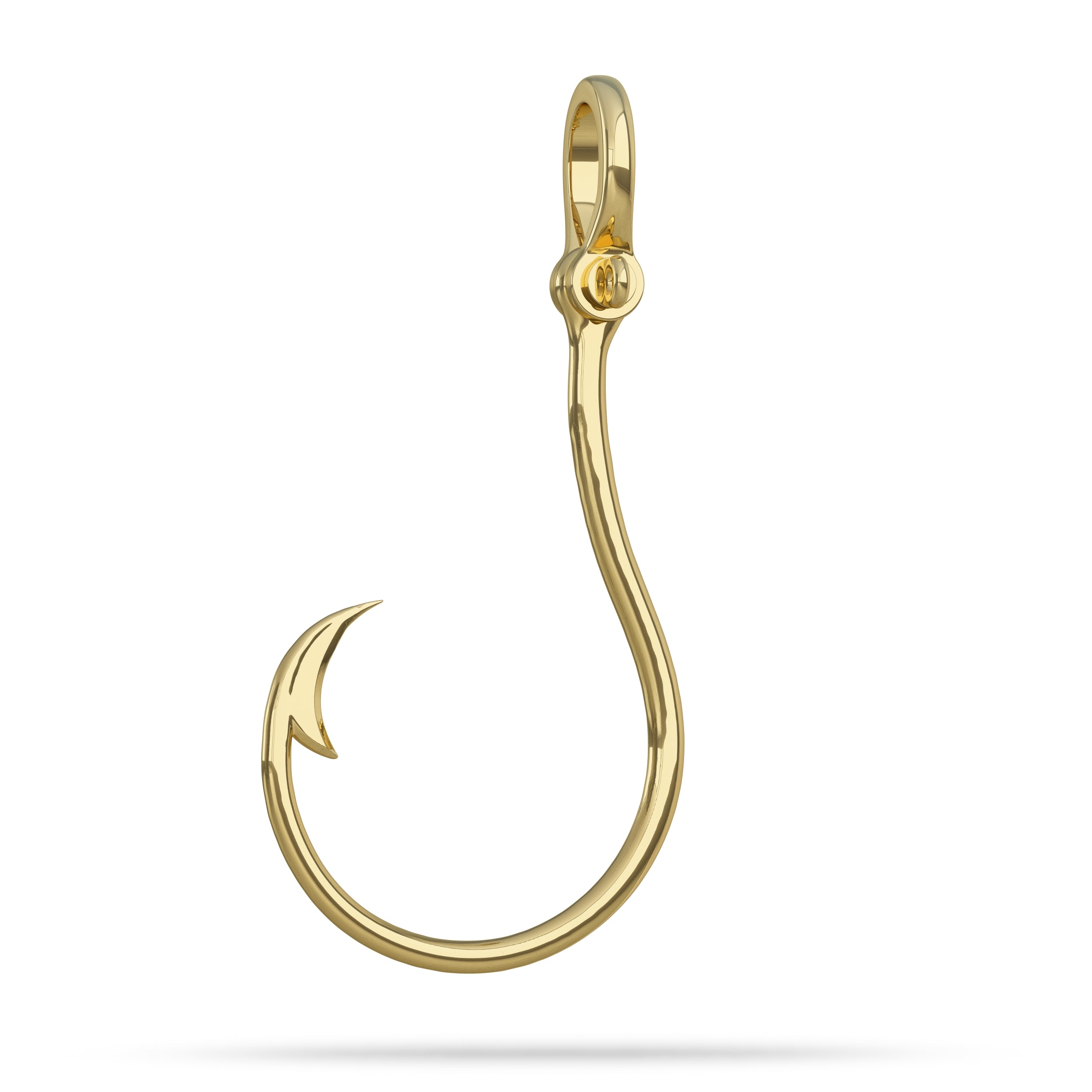 Circle Fish Hook with Shackle - Gold 10k / Large (48mm)