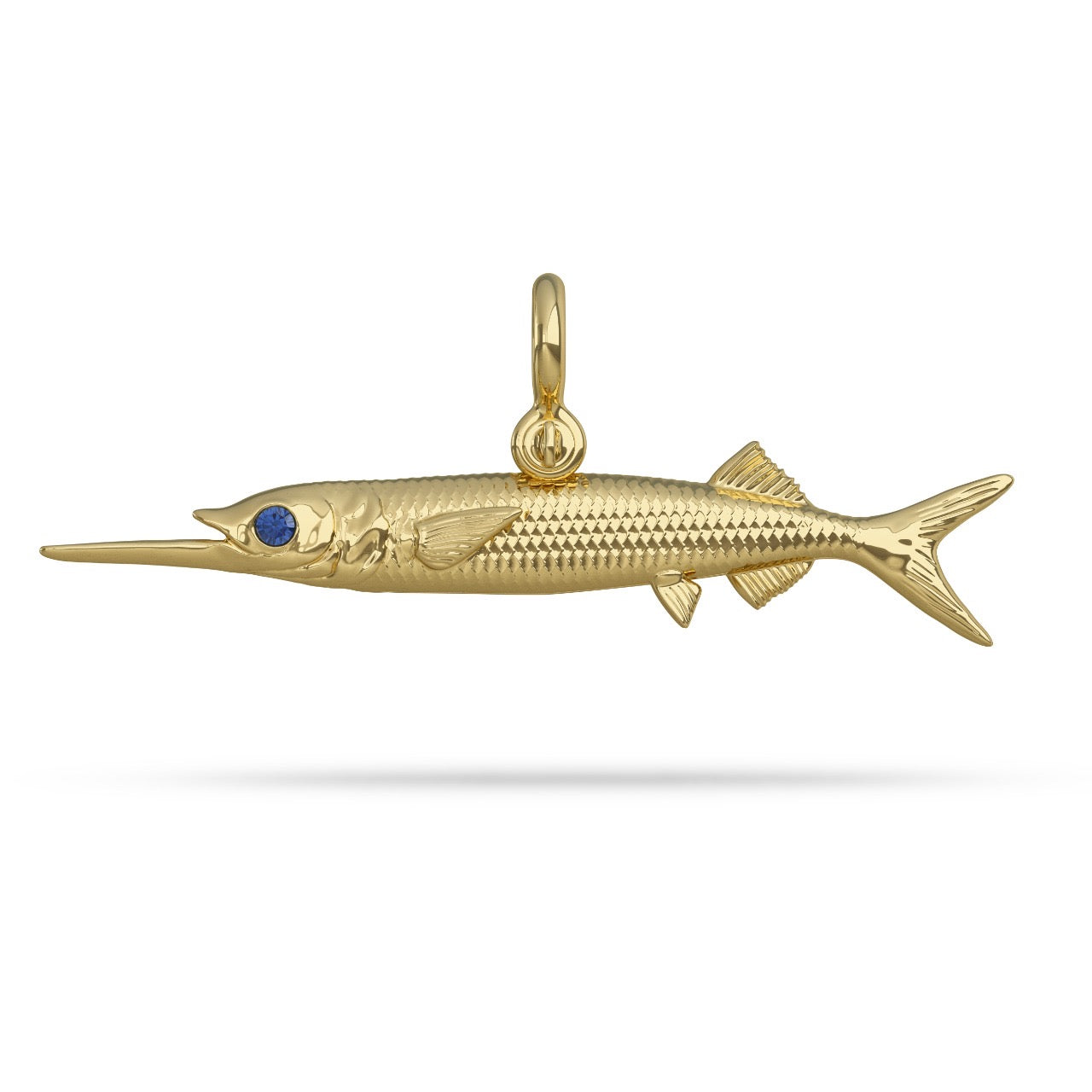 Gold  Ballyhoo Bait Fish Necklace Pendant 