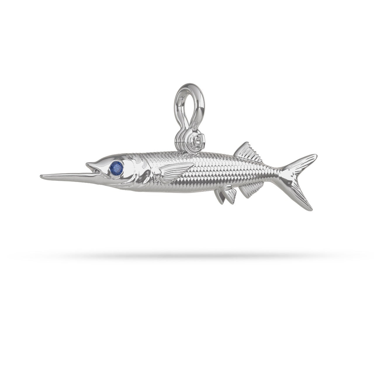 Silver Ballyhoo Bait Fish Necklace Pendant 