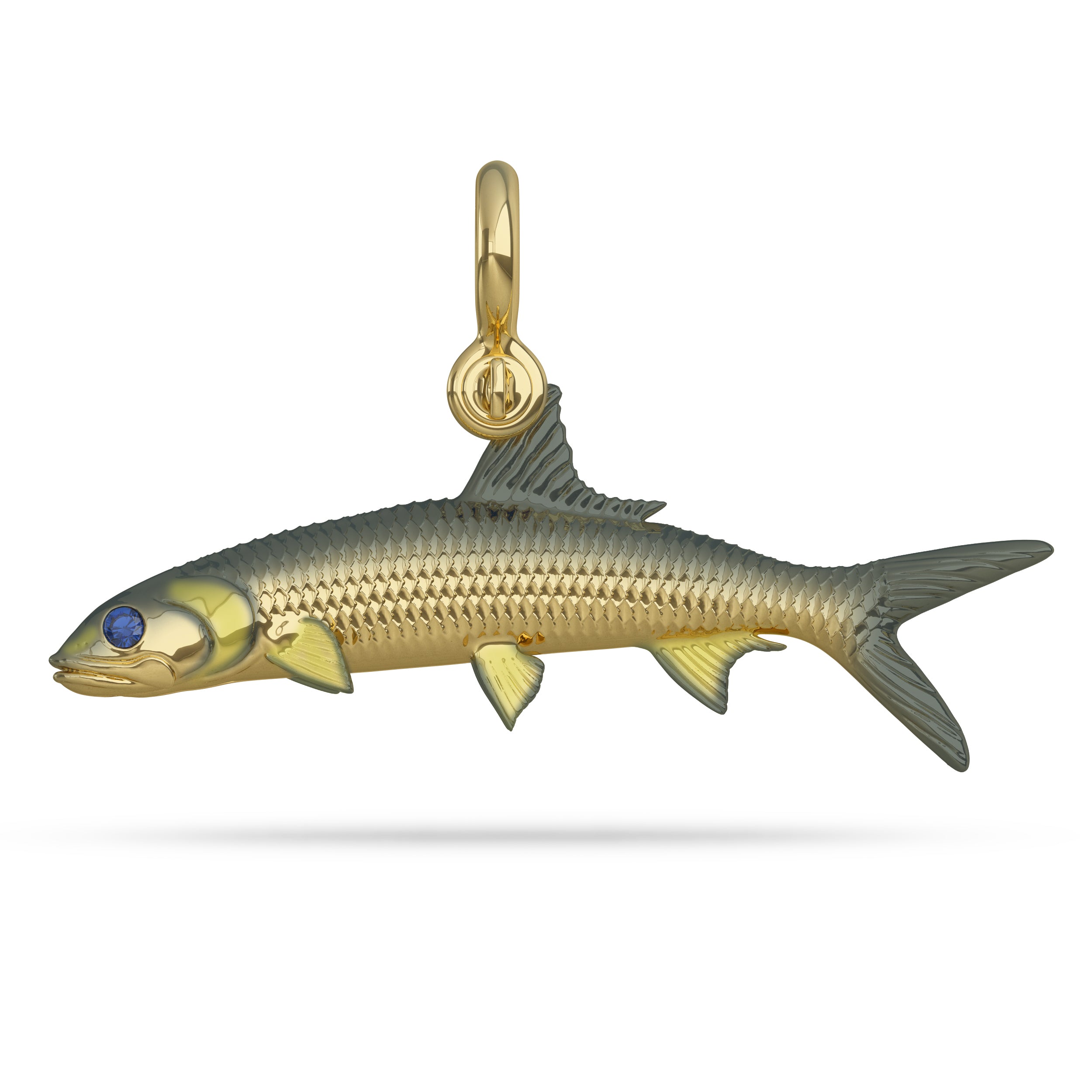 Ladyfish Pendant I Nautical Treasure Jewelry Sterling Silver / 50mm (Large) 2D / Mouth Open by Nautical Treasure Jewelry
