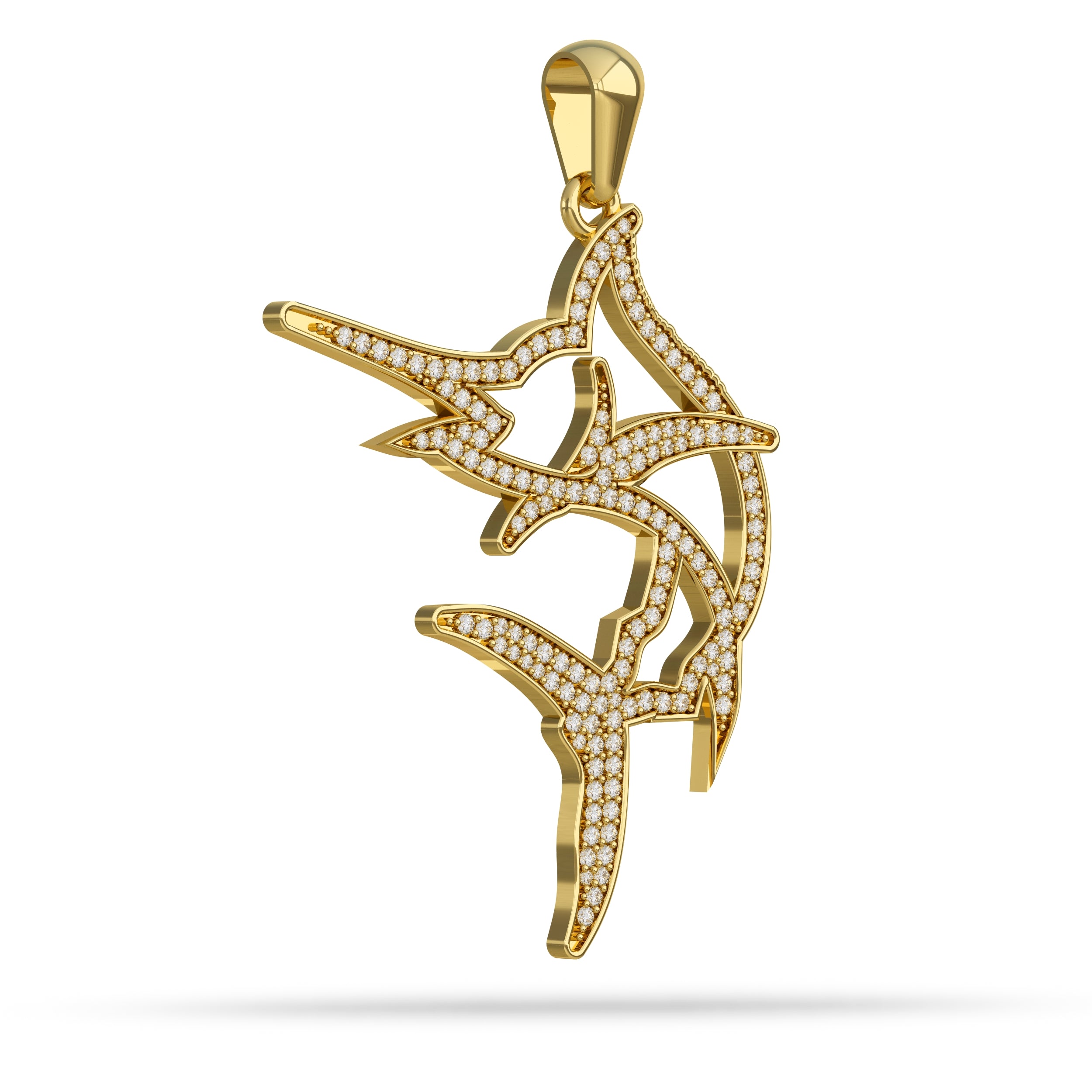 Jumping Blue Marlin Silhouette Pendant By Nautical Treasure Jewelry Gold Diamond Gemstones